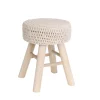 TABOURET TRESSE ROND MAILLE BEIGE D.44.5CM
