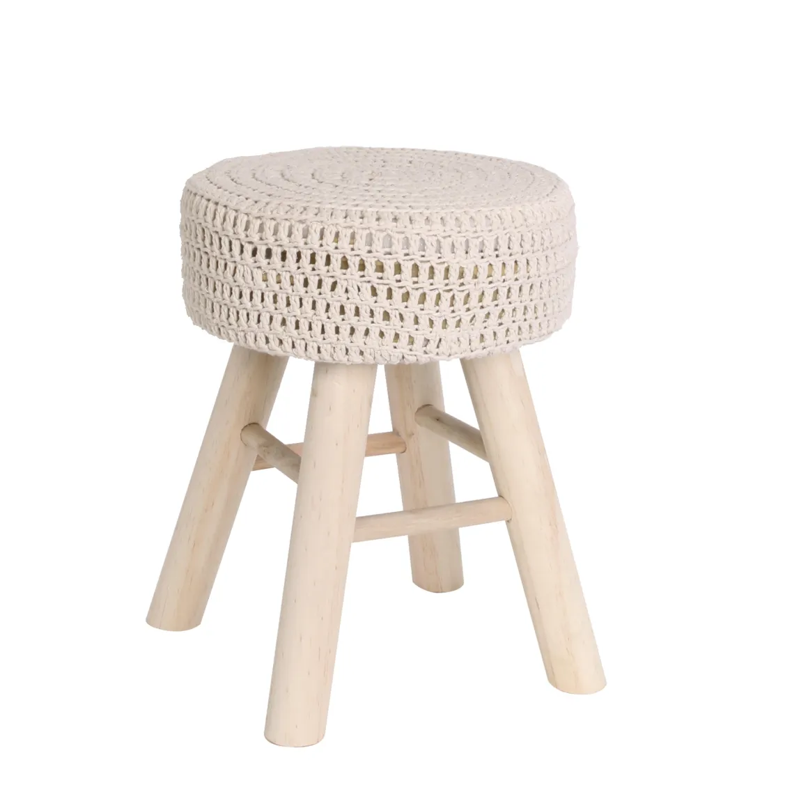 TABOURET TRESSE ROND MAILLE BEIGE D.44.5CM