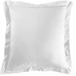TAIE D OREILLER VOLANT PLAT 63X63CM LINA BLANCHE