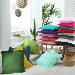 TAIE D OREILLER VOLANT PLAT 63X63CM LINA CHARBON