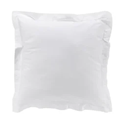 TAIE OREILLER VOLANT PLAT 63X63CM PERCALE UNI BLC P BOURDON