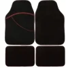 TAPIS AUTO 4 PCS MOQUETTE NOIR LISERET ROUGE ELITE