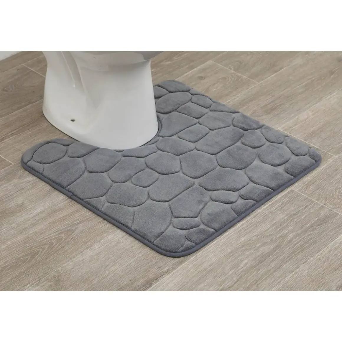 TAPIS CONTOUR WC MEMOIRE DE FORME GALET 45X50CM GRIS FONCE