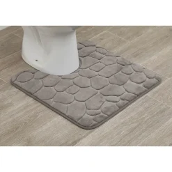 TAPIS CONTOUR WC MEMOIRE DE FORME GALET 45X50CM TAUPE
