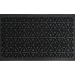 TAPIS GEO 45X75CM POLYESTER CAOUTCHOUC NOIR