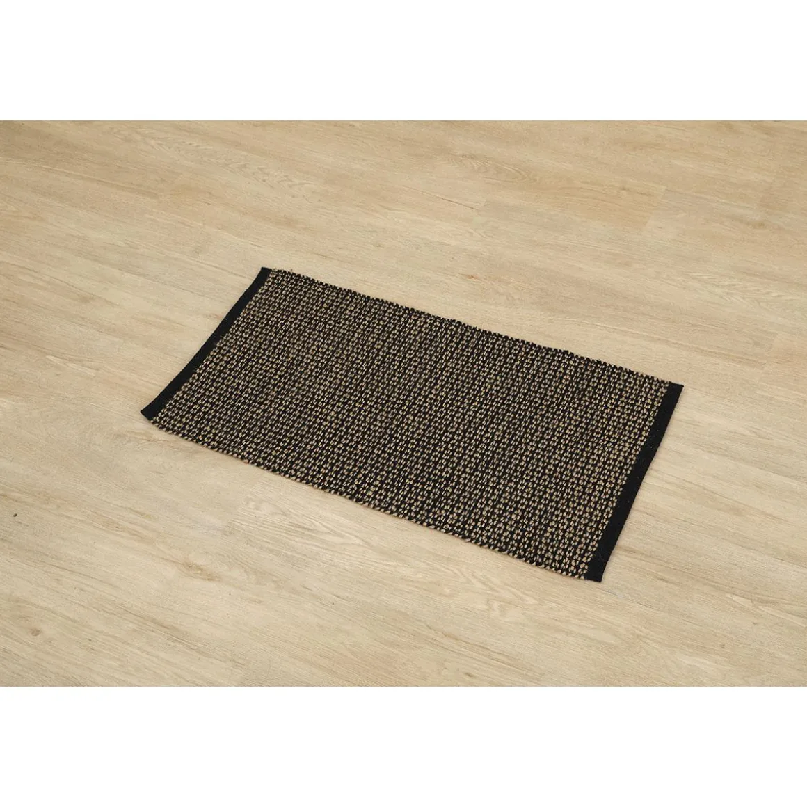 TAPIS HANOI COTON JUTE 45X90CM NOIR NATUREL