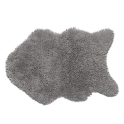TAPIS IMITATION PEAU MOUTON GRIS CLAIR 60X90CM