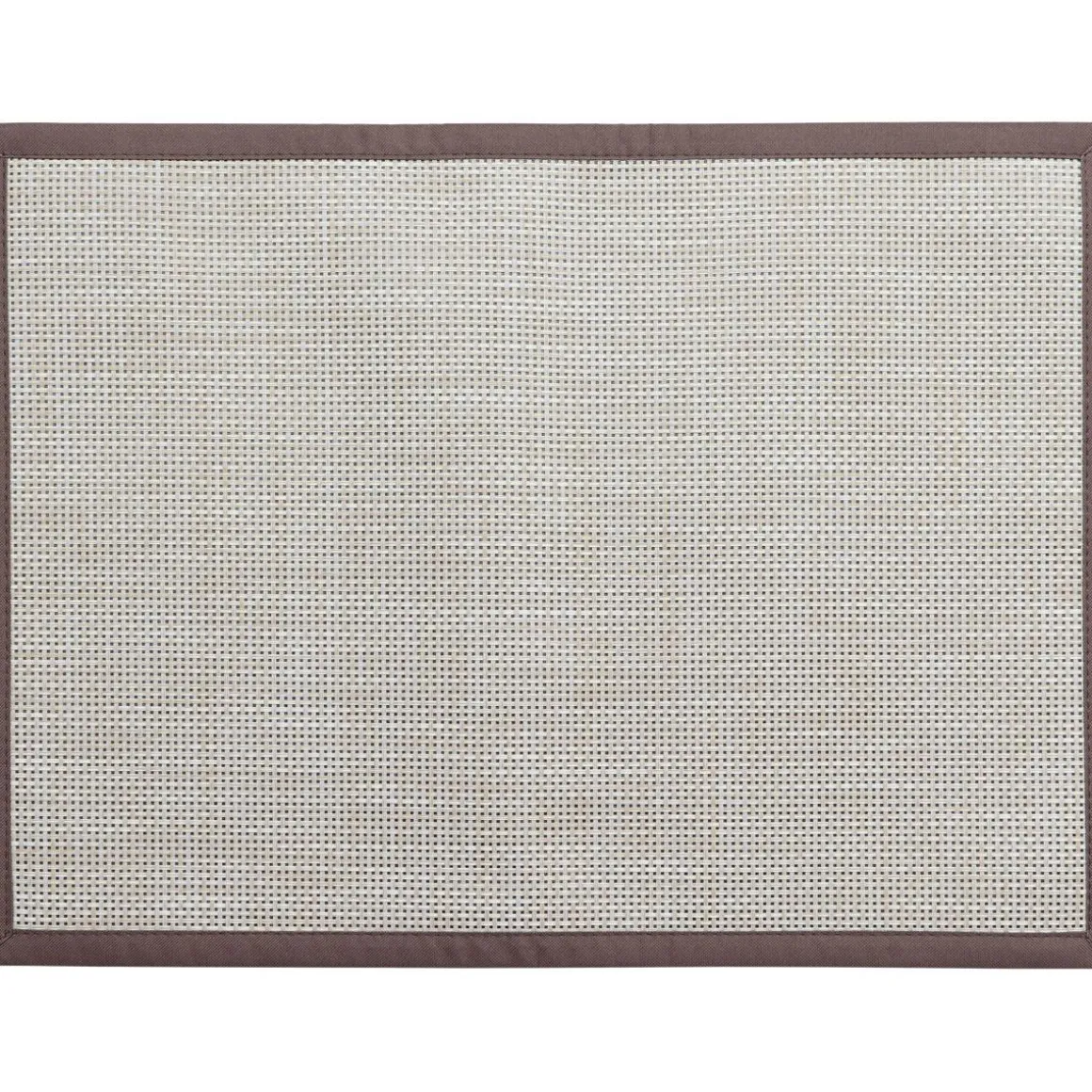 TAPIS JOHN 45X60CM VINYLE TISSE BICOLORE BEIGE GRIS