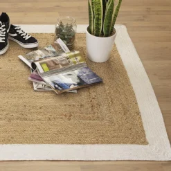 TAPIS JUTE BORD BLANC D.120X170CM
