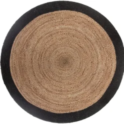 TAPIS JUTE BORD NOIR D.120CM