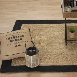 TAPIS JUTE BORD NOIR D.120X170CM
