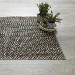 TAPIS JUTE COTON NOIR D.120X170CM