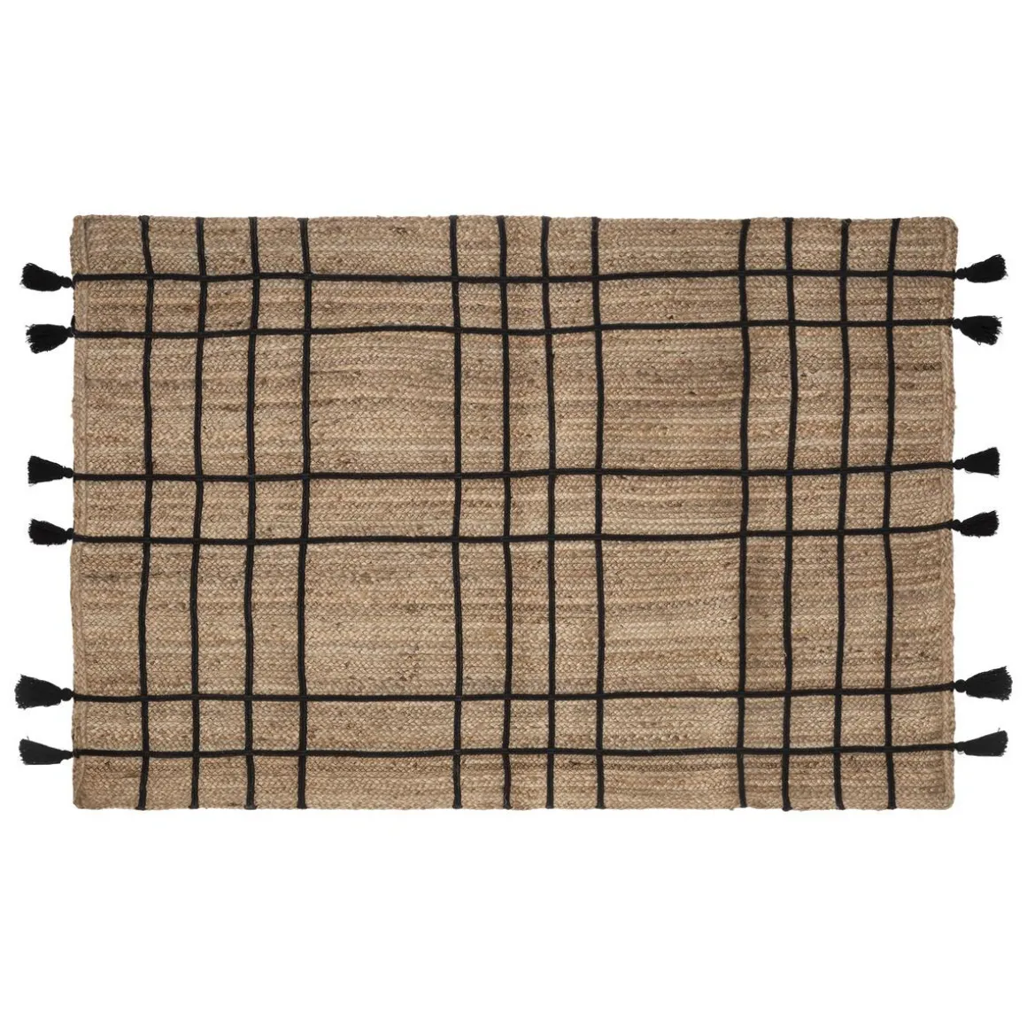 TAPIS JUTE TRESSE POMPON 118X170CM