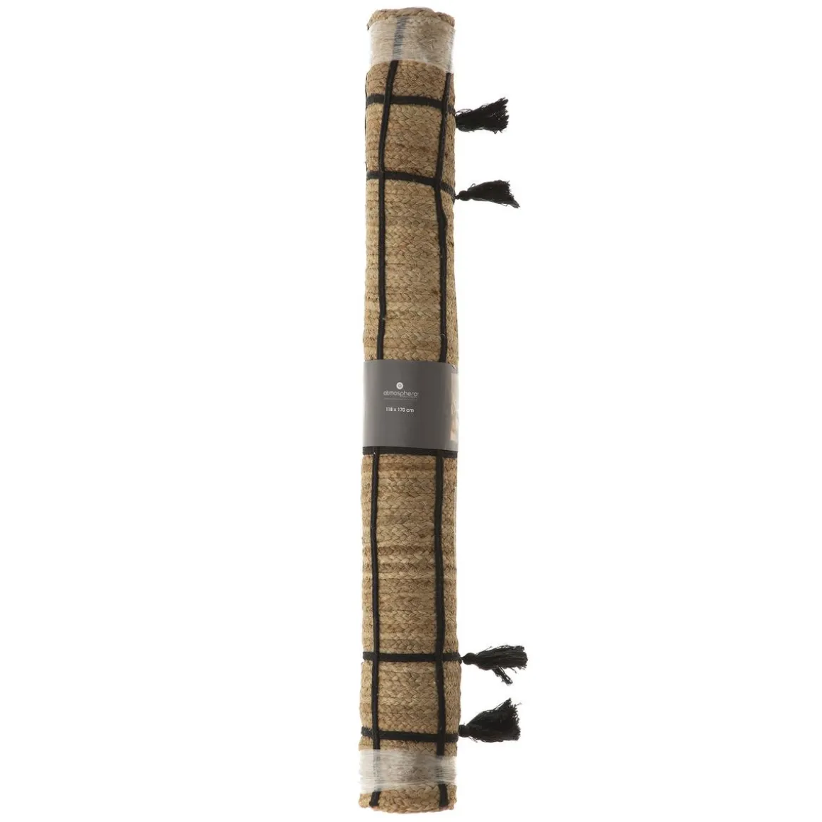 TAPIS JUTE TRESSE POMPON 118X170CM
