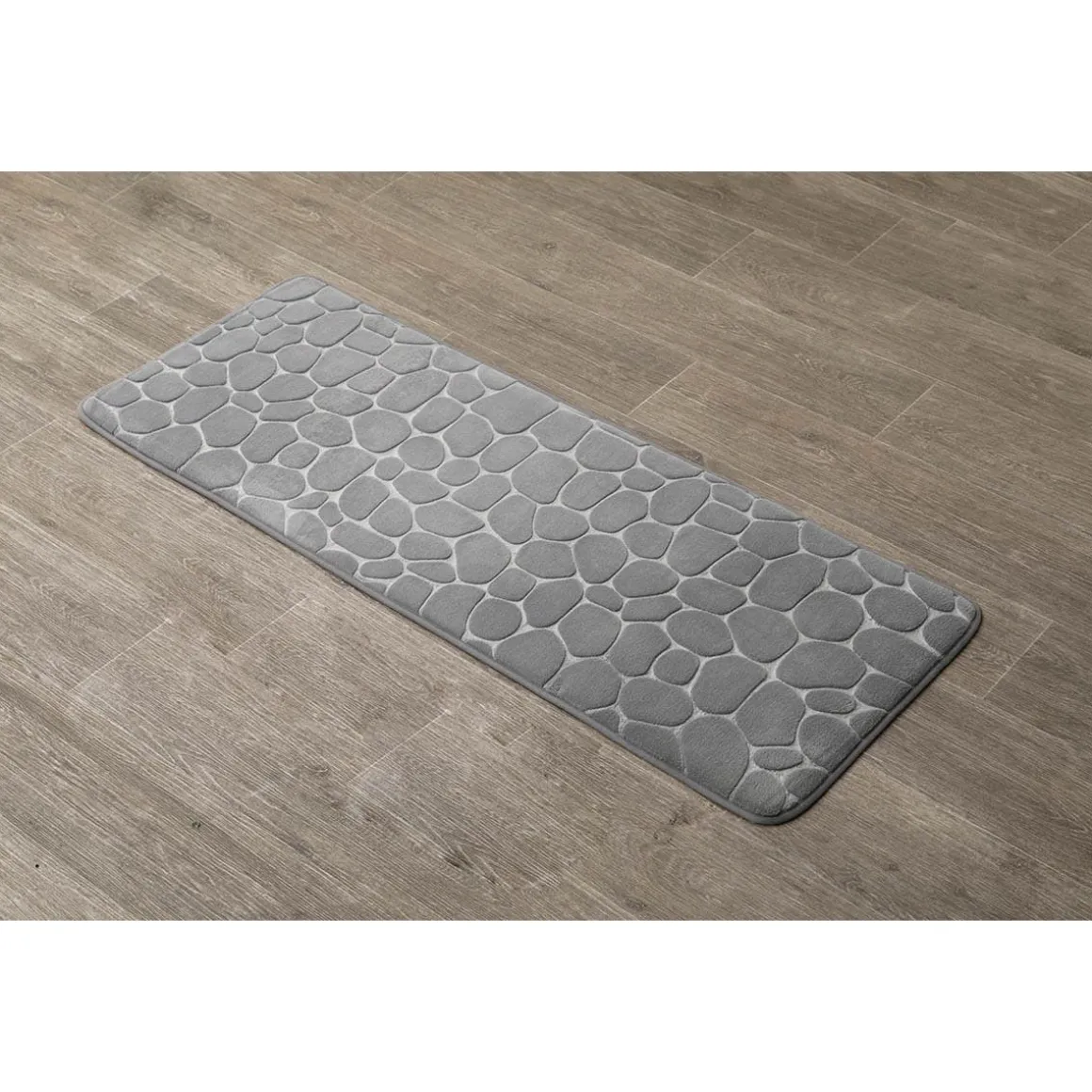 TAPIS MEMOIRE DE FORME MICROFIBRE GALET 45X120CM GRIS CLAIR