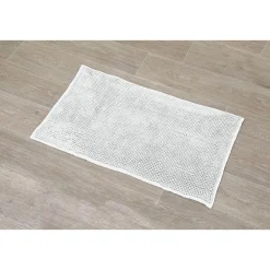 TAPIS MICROFIBRE BOULES UNI 45X75CM BLANC
