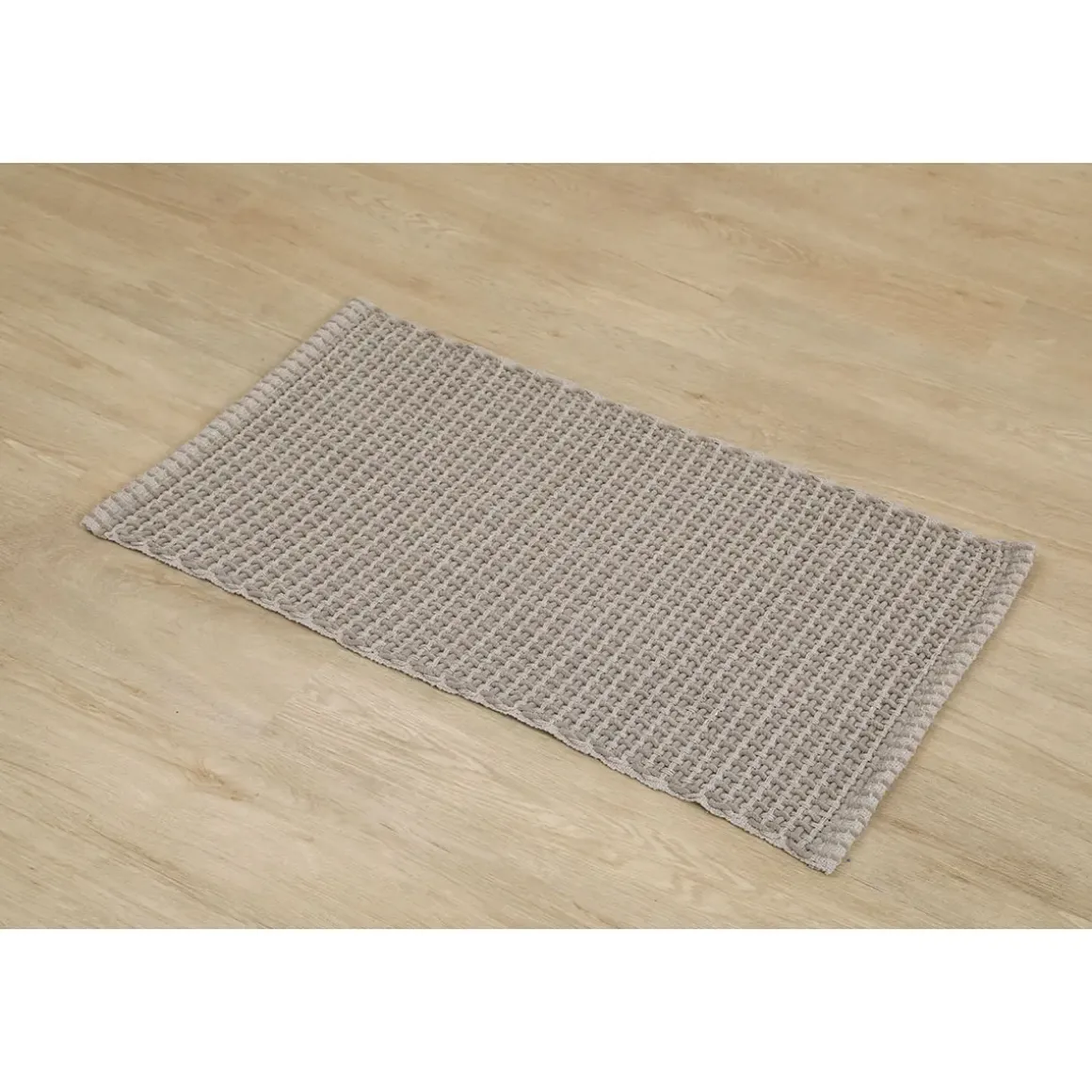 TAPIS MIMETISME POLYESTER COTON TRESSE 50X90CM TAUPE