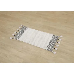 TAPIS TUNIS COTON 45X90CM NOIR BLANC