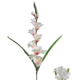 TIGE GLAIEUL 7 FLEURS ET 3 BOUTONS H80CM BLANC