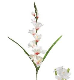 TIGE GLAIEUL 7 FLEURS ET 3 BOUTONS H.80CM BLANC