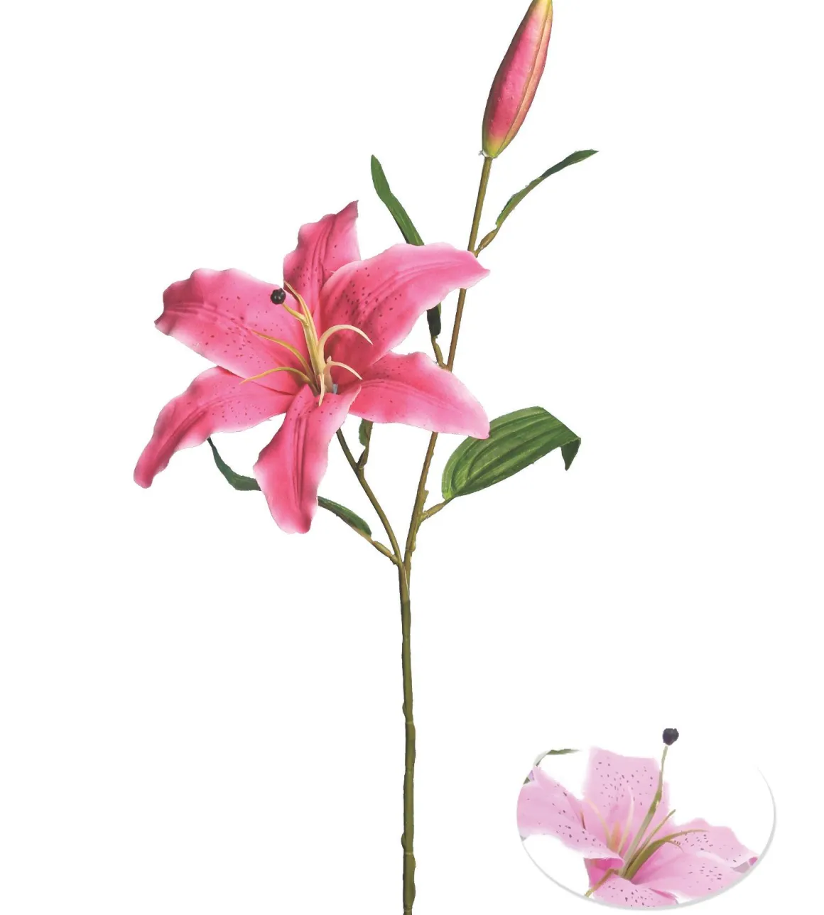 TIGE LYS 1 FLEUR ET 1 BOUTON H.73CM ROSE