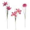 TIGES ROSE CYMBIDIUM LYS ZINNIA ET BOUTON DE ROSE H.70CM