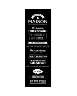 TOILE IMPRIMEE MAISON NOIR 30X90CM