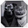 TOILE MURALE CHAT ET CHIEN 52X52CM