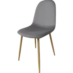 TONIA CHAISE VELOURS TAUPE PIEDS BOIS