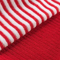 3 TORCHONS 40X40 CM MICROFIBRE CUISTOT ROUGE 2 UNIS 1 RAYE