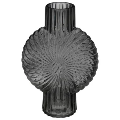 VASE COQUILLAGE VERRE GRIS H.32CM
