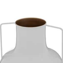 VASE METAL EMAILLE COLLECTIONNEUR BLANC H.30.5CM