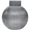 VASE VERRE RAINURE BLEU H.21CM