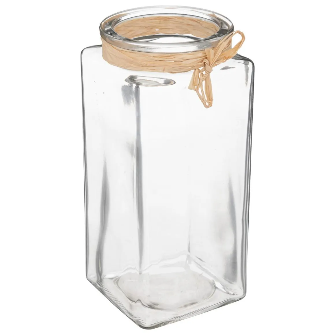 VASE VERRE RAPHIA H.22.5CM