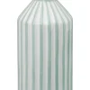 VASE VERT ET BLANC LIGNE RELIEF 11.5X11.5X24CM