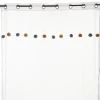VOILAGE POMPON BLEU OCRE 140X230CM