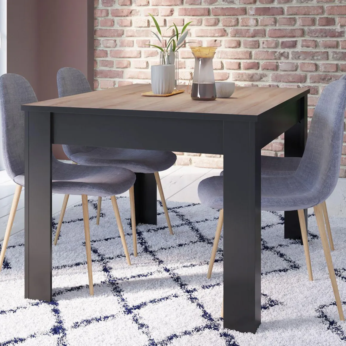 WAYNE TABLE 140X90 CHENE BROSSE NR MAT